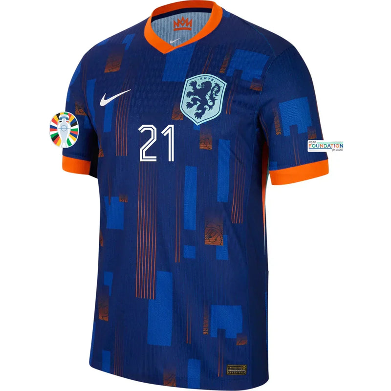 Camiseta Frenkie de Jong Países Bajos 24/25 Versión del Jugador II (Away) - Hombre